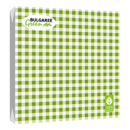 Салфетка Bulgaree green клетка 3-х слойная бумажная 33x33 20 шт в Леонардо