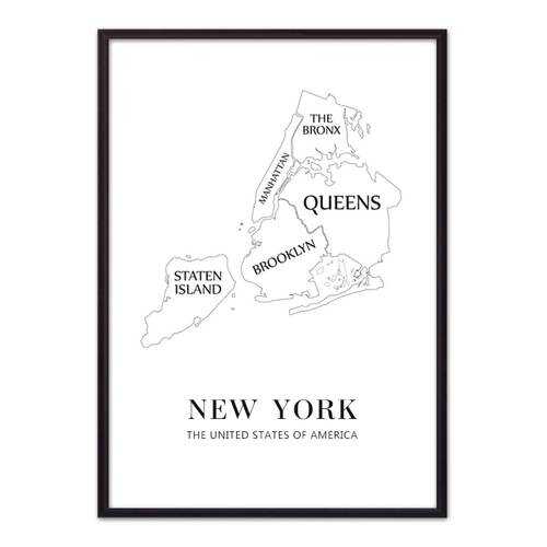 Постер в рамке New York карта 21х30 см в Леонардо