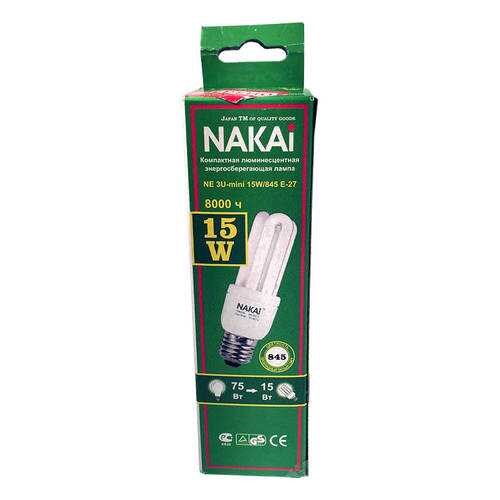 Лампа NE 3U-mini 15W/845 E-27 71082пц NAKAI в Леонардо