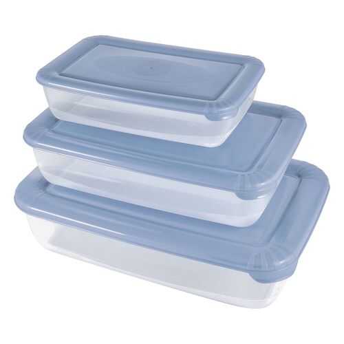 Набор емкостей для продуктов Plast Team POLAR прямоугольных 3 шт. туманно-голубой в Леонардо